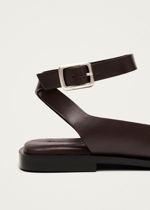 Tebas Brown Leather Sandals from Alohas