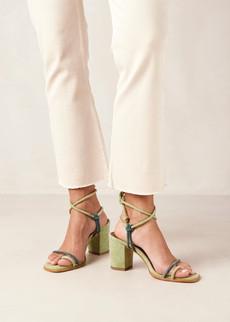 Grace Bicolor Green Leather Sandals via Alohas
