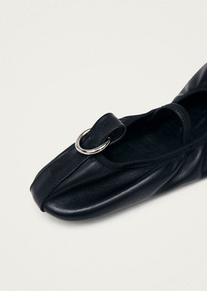 Naira Barefoot Black Leather Ballet Flats from Alohas