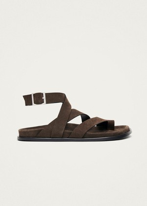 Tide Suede Brown Leather Sandals from Alohas