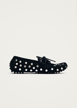 Calum Suede Black Leather Loafers from Alohas