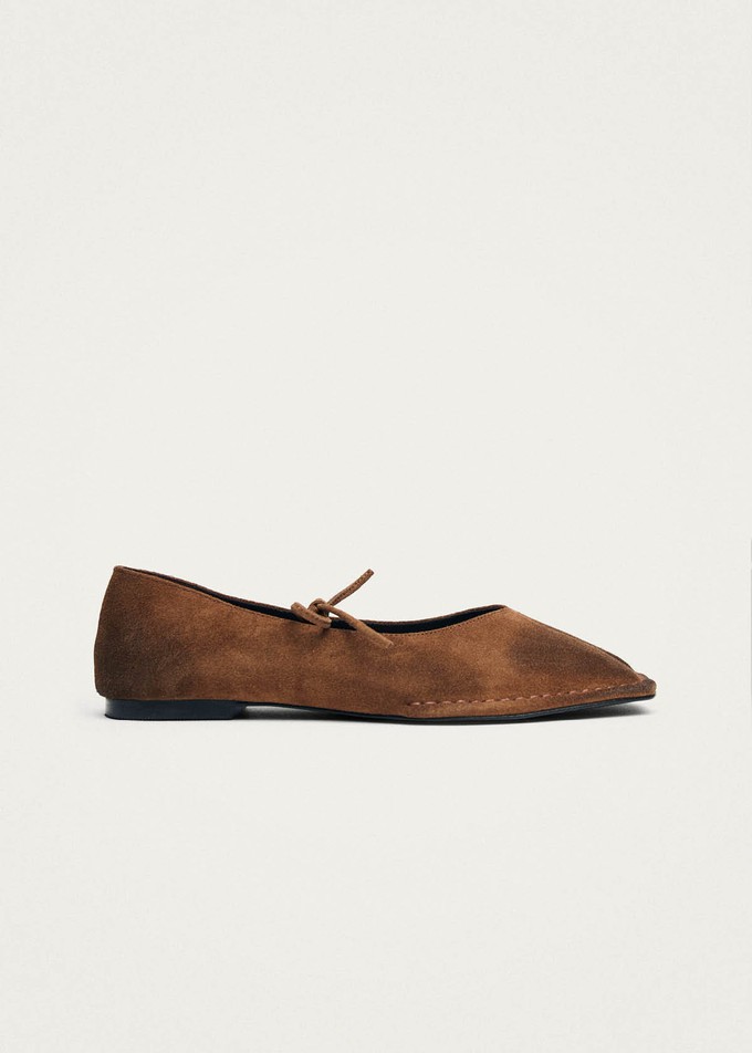 Sway Vintage Effect Suede Brown Leather Ballet Flats from Alohas
