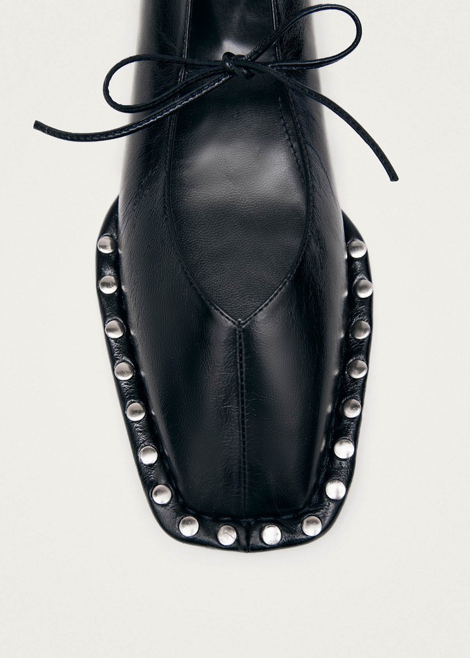 Sway Studs Rift Black Leather Ballet Flats from Alohas