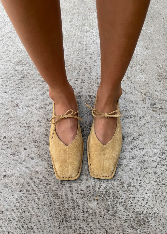 Sway Suede Beige Leather Ballet Flats from Alohas