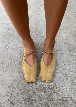 Sway Suede Beige Leather Ballet Flats from Alohas