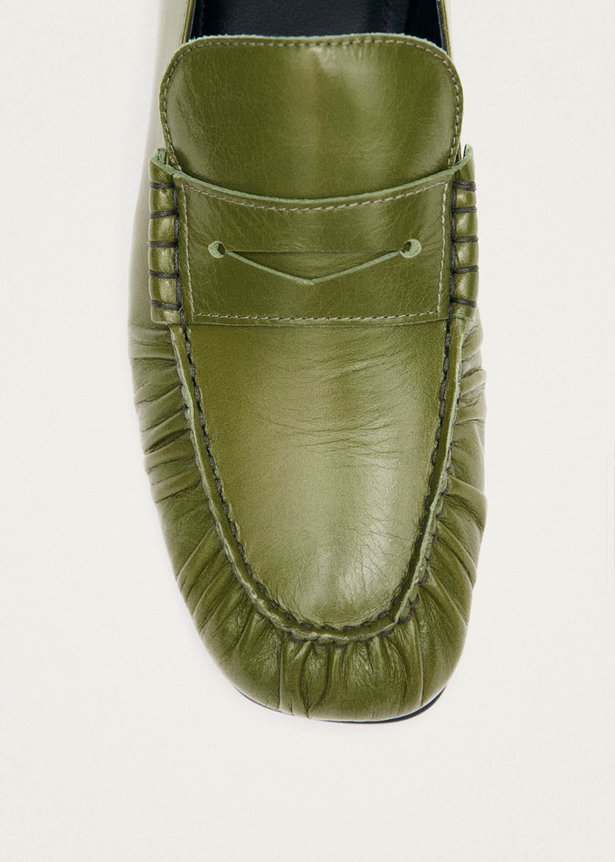 Aven Rift Green Leather Loafers from Alohas