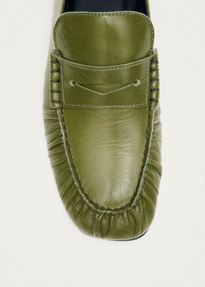 Aven Rift Green Leather Loafers from Alohas