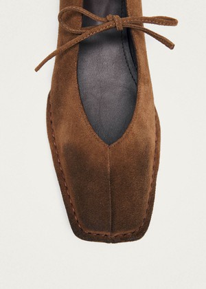 Sway Vintage Effect Suede Brown Leather Ballet Flats from Alohas