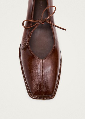 Sway Patent Brown Leather Ballet Flats from Alohas