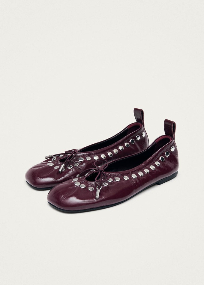 Rosalind Studs Patent Burgundy Leather Ballet Flats from Alohas