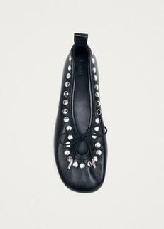 Rosalind Studs Black Leather Ballet Flats via Alohas