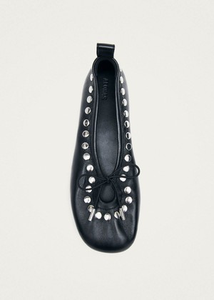 Rosalind Studs Black Leather Ballet Flats from Alohas