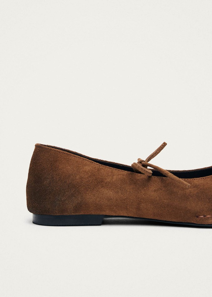 Sway Vintage Effect Suede Brown Leather Ballet Flats from Alohas