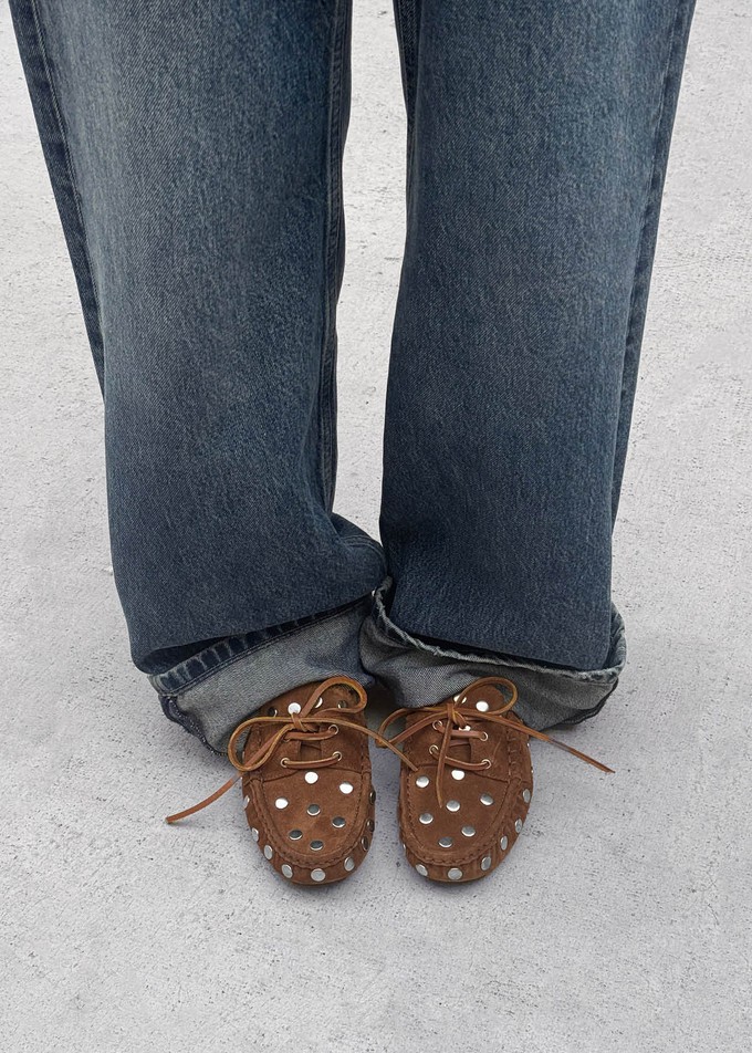 Calum Suede Cognac Leather Loafers from Alohas