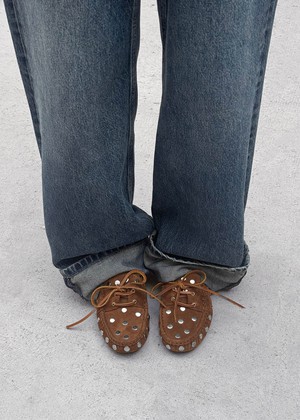 Calum Suede Cognac Leather Loafers from Alohas