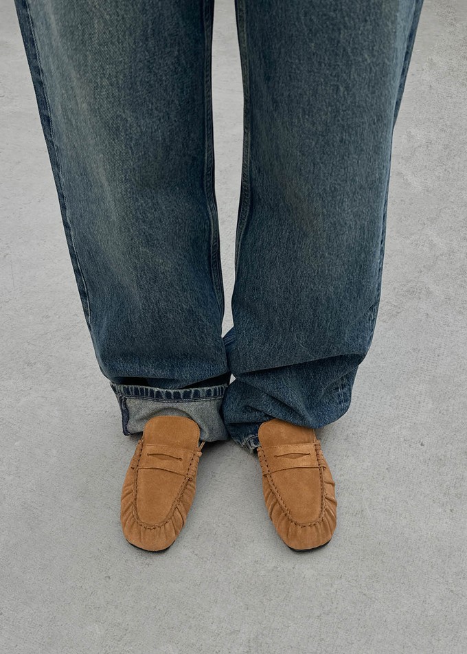 Aven Mule Suede Tan Leather Loafers from Alohas