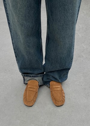 Aven Mule Suede Tan Leather Loafers from Alohas