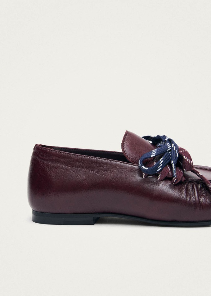 Aven Lace Rift Burgundy Leather Loafers from Alohas