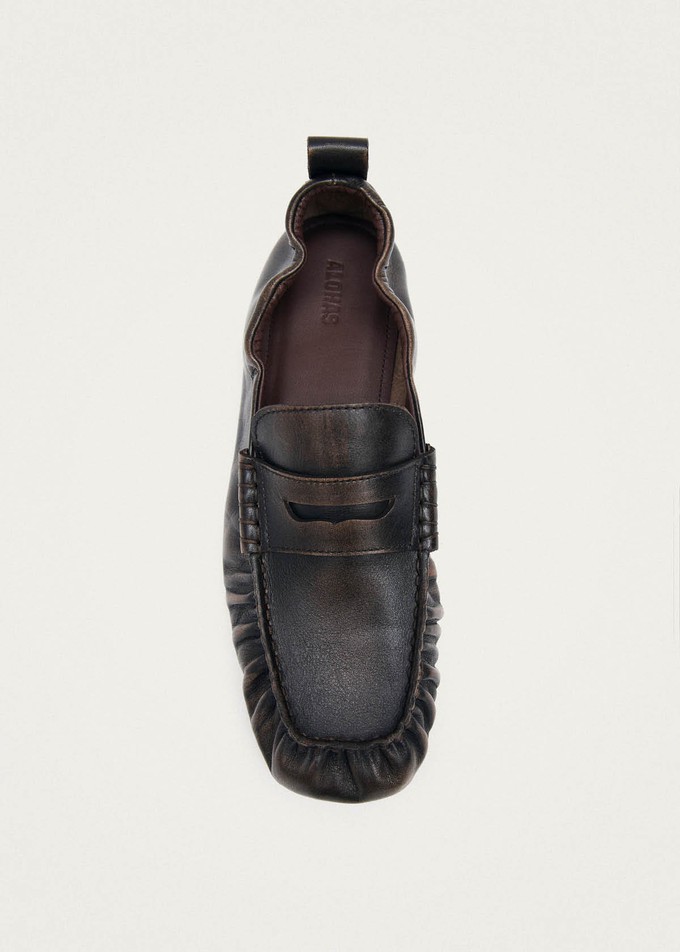 Sage Vintage Effect Brown Leather Loafers from Alohas