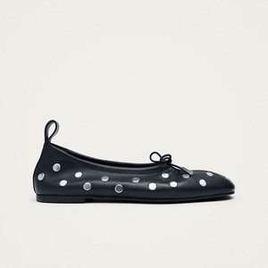 Rosalind All Studs Black Leather Ballet Flats from Alohas