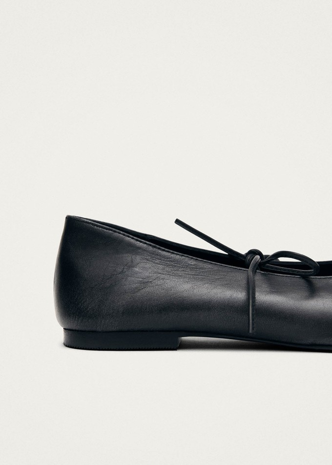 Sway Vintage Effect Black Leather Ballet Flats from Alohas