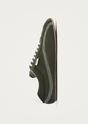 Tb.267 Welle Mesh Olive Green Leather Sneakers from Alohas