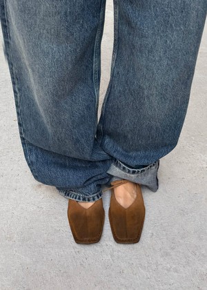 Sway Vintage Effect Suede Brown Leather Ballet Flats from Alohas