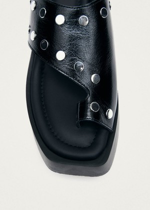 Nova Studs Black Leather Sandals from Alohas