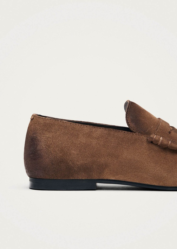 Aven Vintage Effect Suede Brown Leather Loafers from Alohas