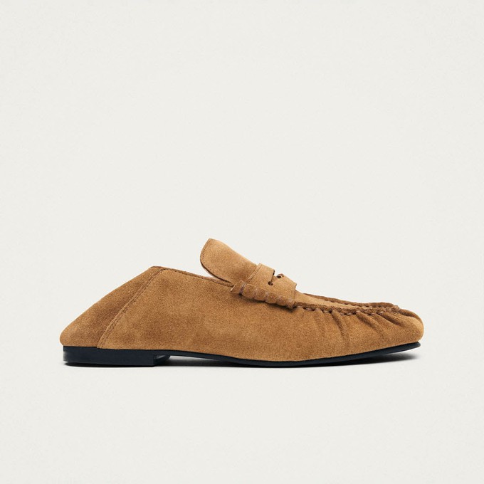 Aven Mule Suede Tan Leather Loafers from Alohas