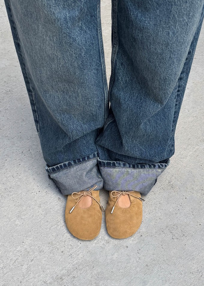 Rosalind Barefoot Suede Sand Leather Ballet Flats from Alohas
