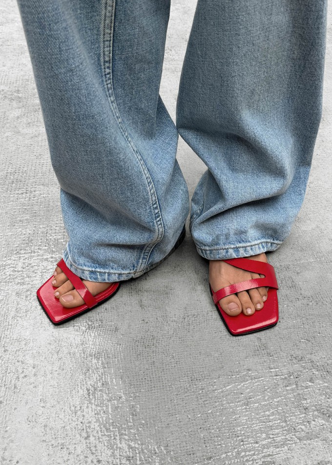 Orielle Rift Red Leather Sandals from Alohas