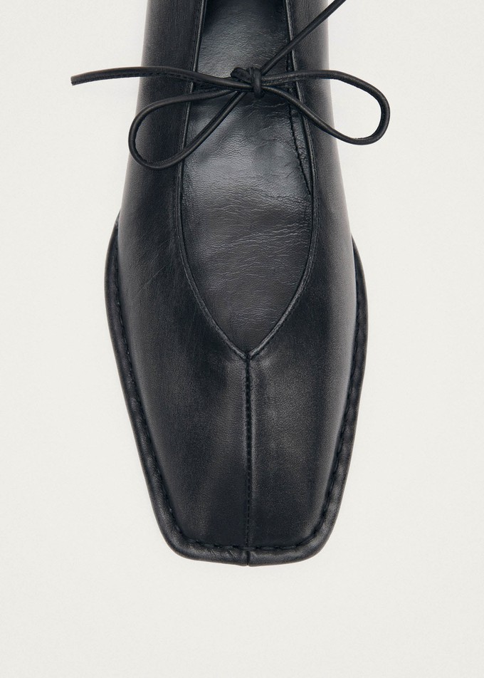Sway Vintage Effect Black Leather Ballet Flats from Alohas