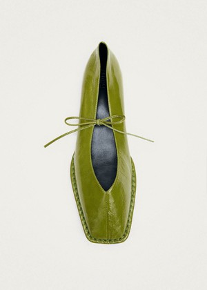 Sway Patent Green Leather Ballet Flats from Alohas