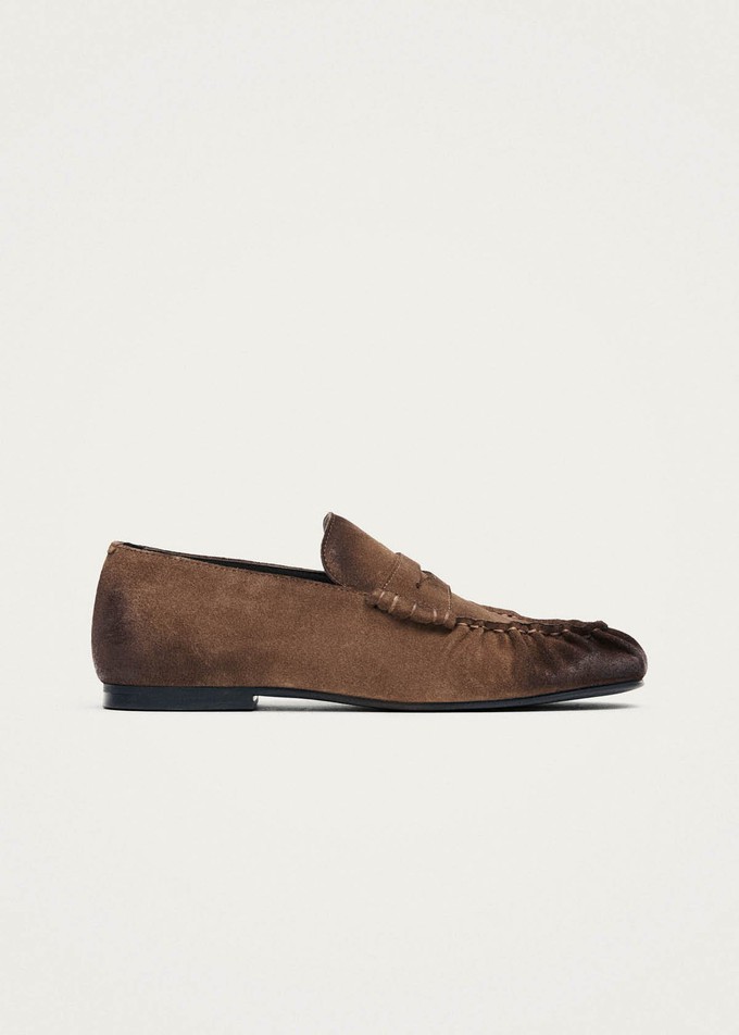 Aven Vintage Effect Suede Brown Leather Loafers from Alohas