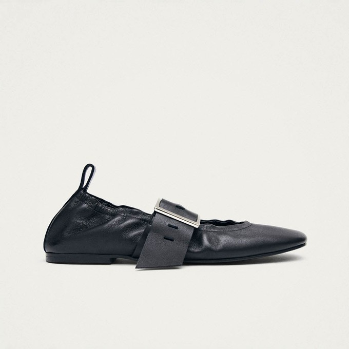 Sarea Black Leather Ballet Flats from Alohas