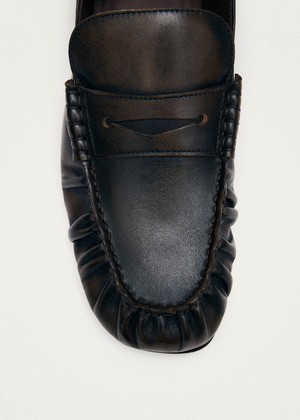 Aven Mule Vintage Effect Brown Leather Loafers from Alohas