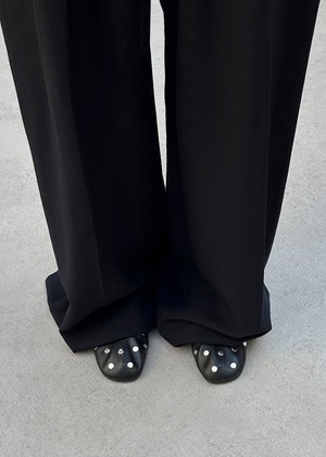 Rosalind All Studs Black Leather Ballet Flats from Alohas