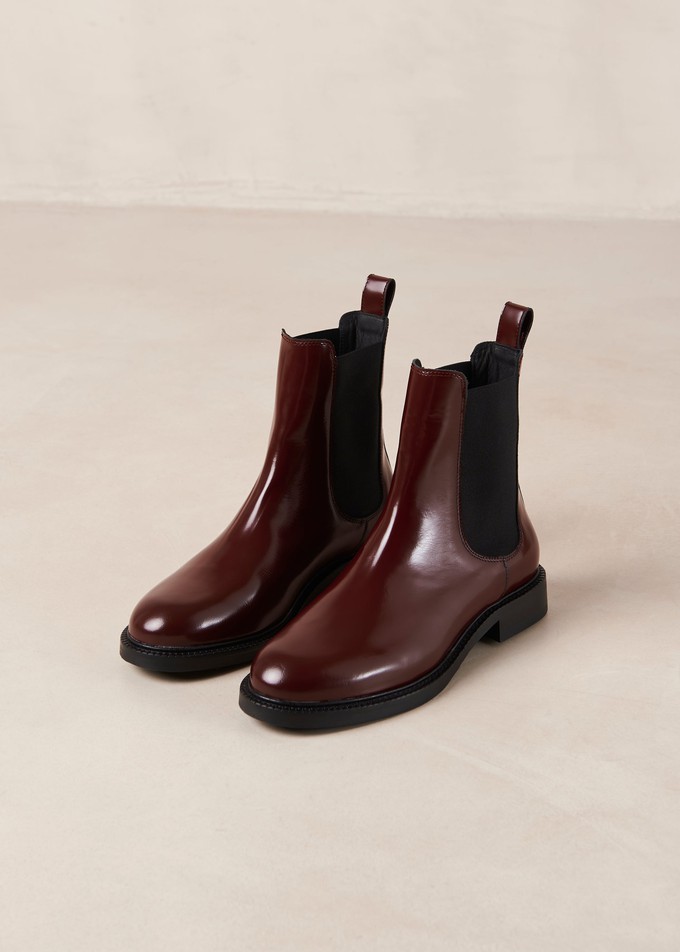 Lanz Burgundy Leather Ankle Boots from Alohas