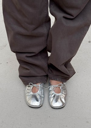 Rosalind Shimmer Silver Leather Ballet Flats from Alohas