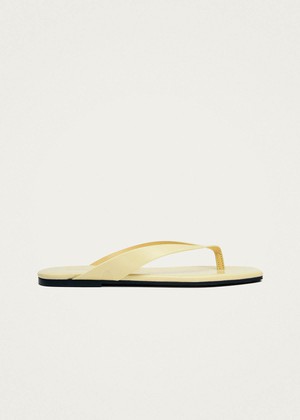 Ola Pale Yellow Leather Sandals from Alohas