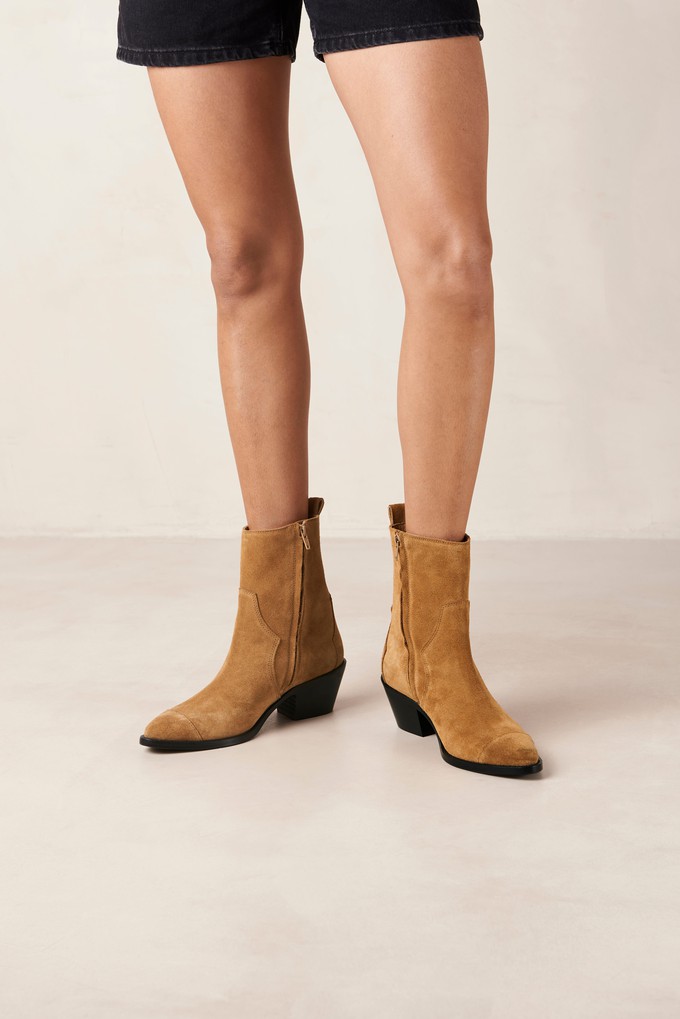 Austin Suede Tan Leather Ankle Boots from Alohas