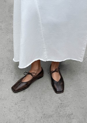 Sway Vintage Effect Brown Leather Ballet Flats from Alohas