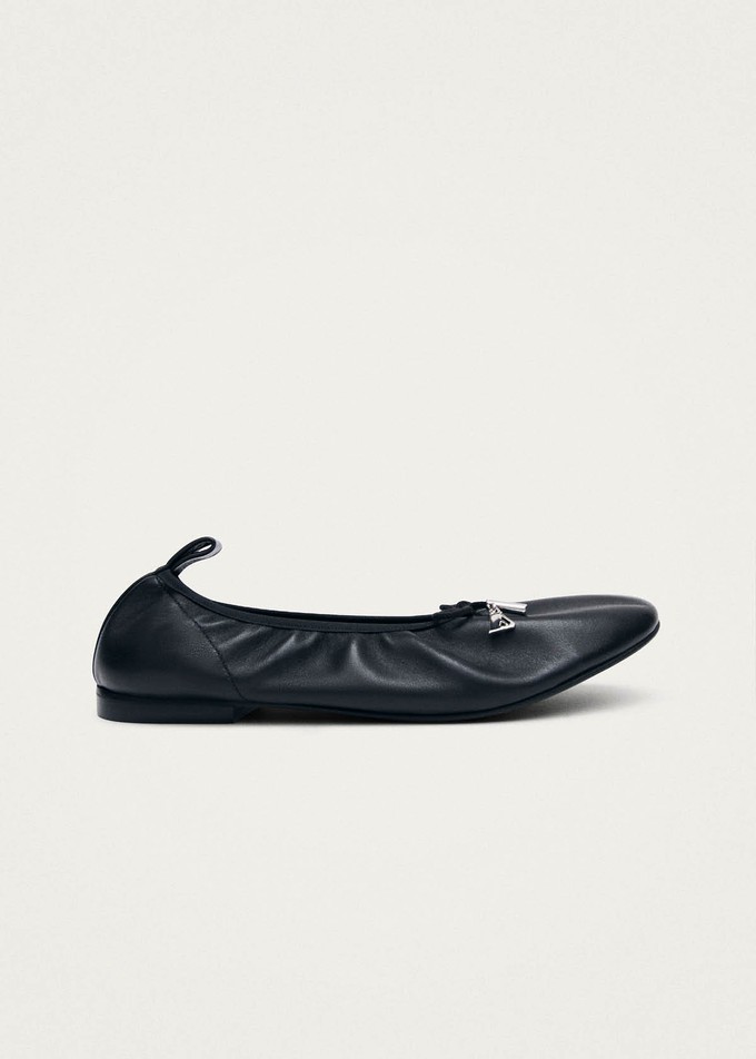 Elena Black Leather Ballet Flats from Alohas