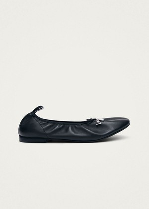 Elena Black Leather Ballet Flats from Alohas