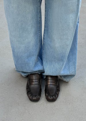 Aven Mule Vintage Effect Brown Leather Loafers from Alohas