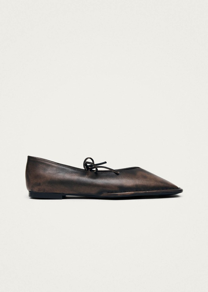 Sway Vintage Effect Brown Leather Ballet Flats from Alohas