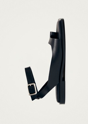 Tebas Black Leather Sandals from Alohas