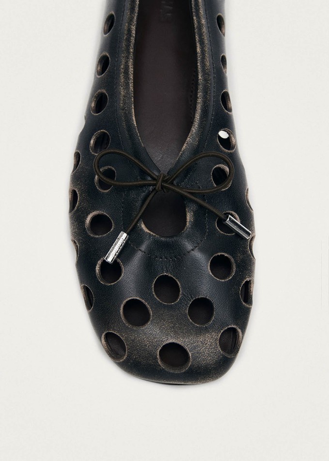 Rosalind Cut Out Vintage Effect Brown Leather Ballet Flats from Alohas