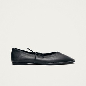 Sway Vintage Effect Black Leather Ballet Flats from Alohas